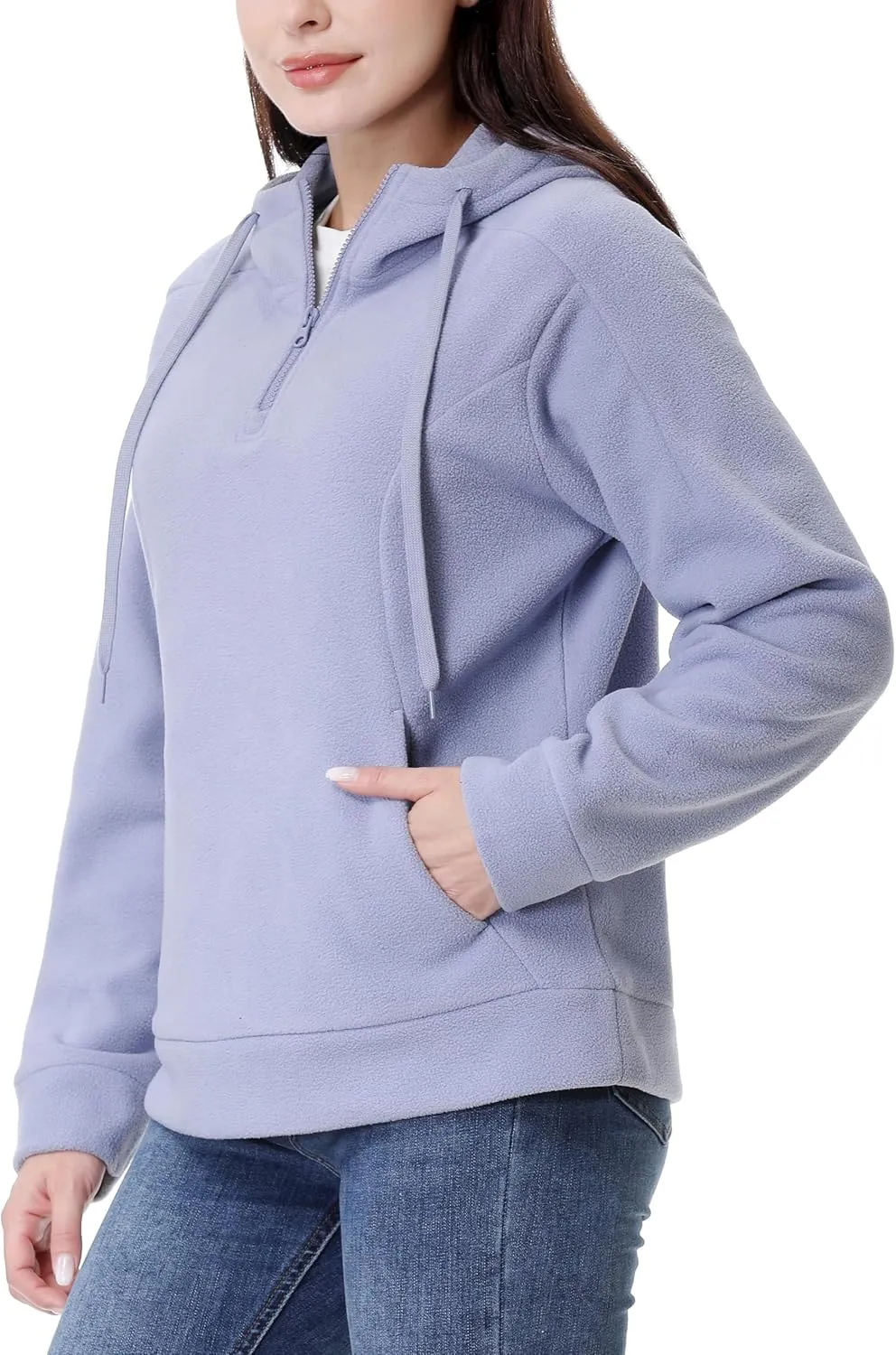 GIMECEN Women's Polar Fleece Hoodies Quarter Zip Sweatshirt Long Sleeve Sweaters Casual Pullover Jacket with Pocket