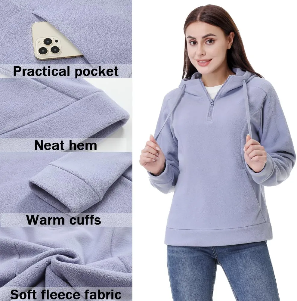 GIMECEN Women's Polar Fleece Hoodies Quarter Zip Sweatshirt Long Sleeve Sweaters Casual Pullover Jacket with Pocket