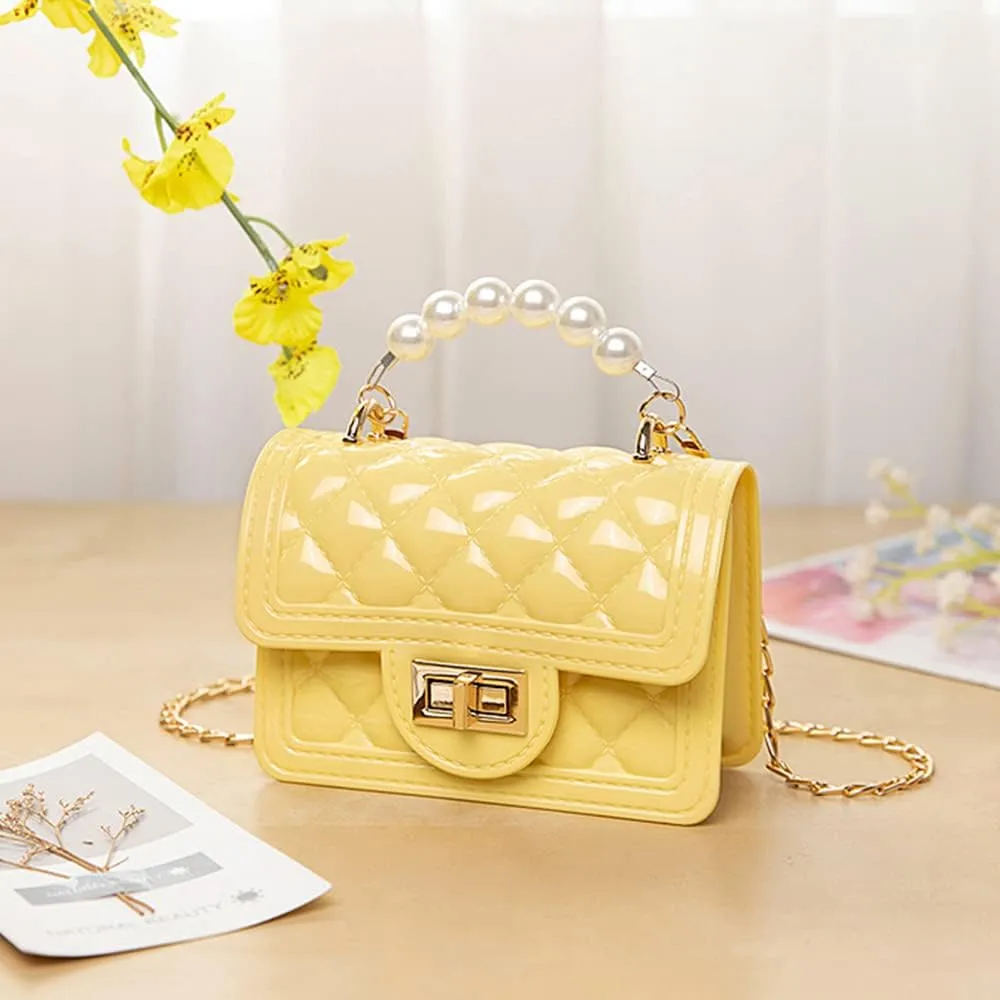Girls Crossbody Purses with Chain Strap Silicone Resin Handbag Mini Casual Messenger Shoulder Bag