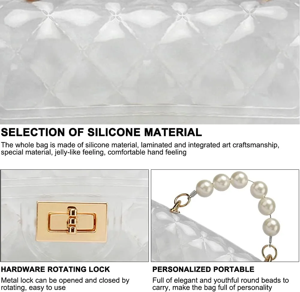 Girls Crossbody Purses with Chain Strap Silicone Resin Handbag Mini Casual Messenger Shoulder Bag