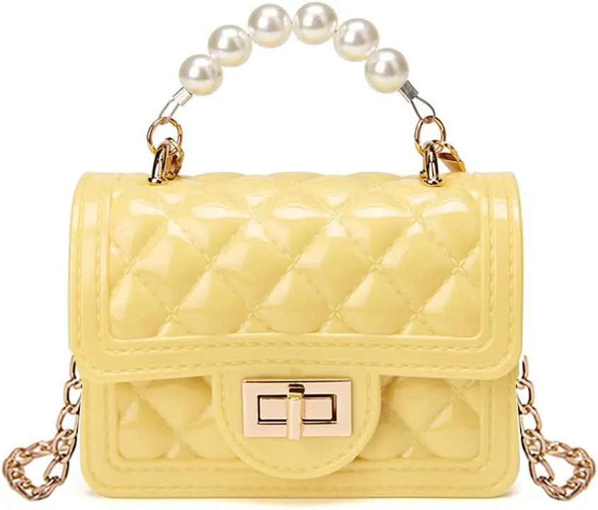 Girls Crossbody Purses with Chain Strap Silicone Resin Handbag Mini Casual Messenger Shoulder Bag