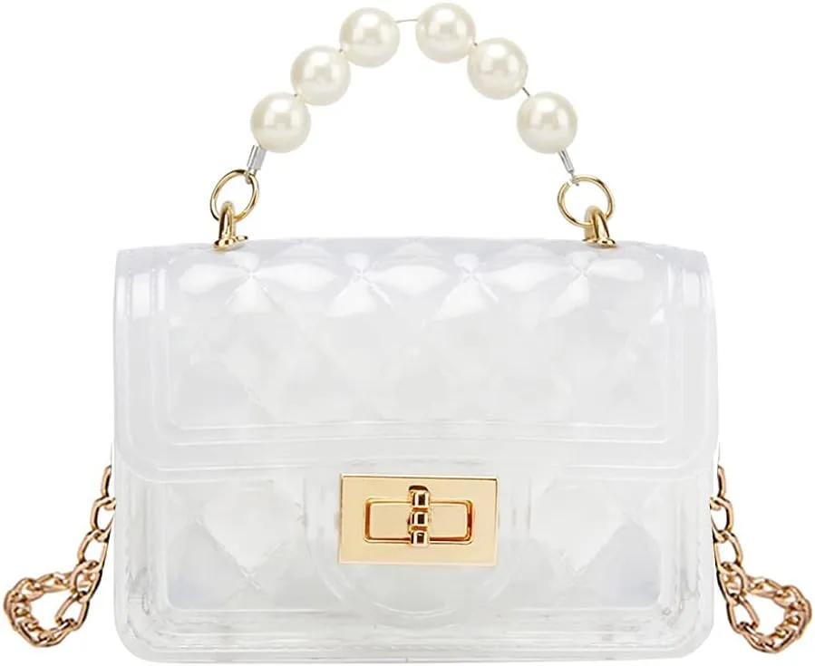 Girls Crossbody Purses with Chain Strap Silicone Resin Handbag Mini Casual Messenger Shoulder Bag
