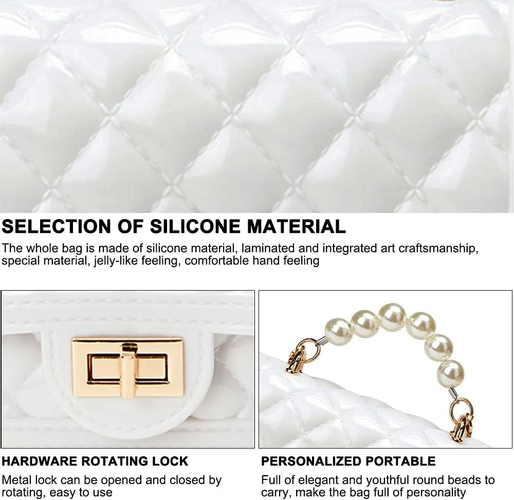 Girls Crossbody Purses with Chain Strap Silicone Resin Handbag Mini Casual Messenger Shoulder Bag