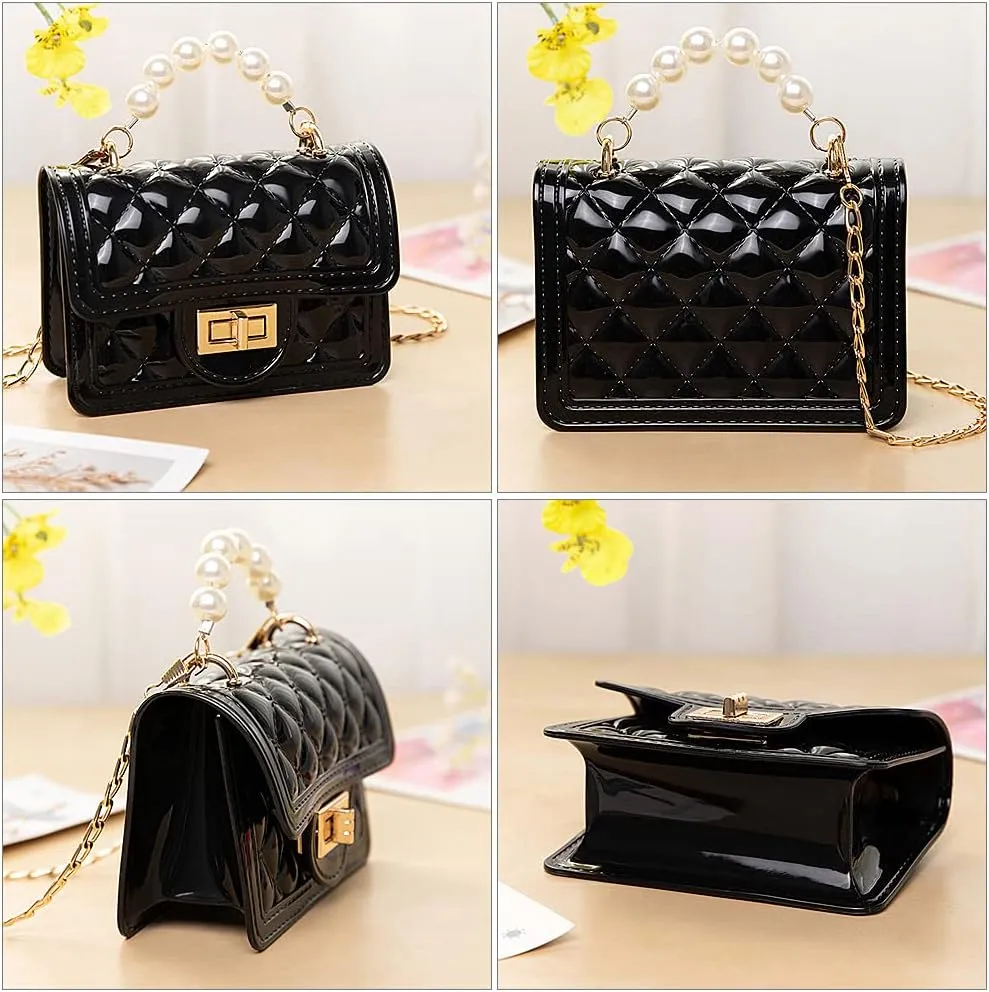 Girls Crossbody Purses with Chain Strap Silicone Resin Handbag Mini Casual Messenger Shoulder Bag