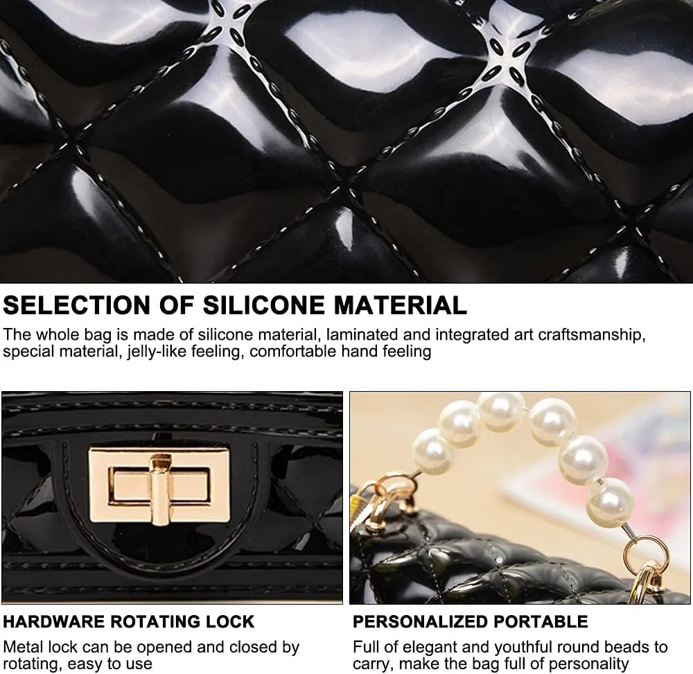 Girls Crossbody Purses with Chain Strap Silicone Resin Handbag Mini Casual Messenger Shoulder Bag