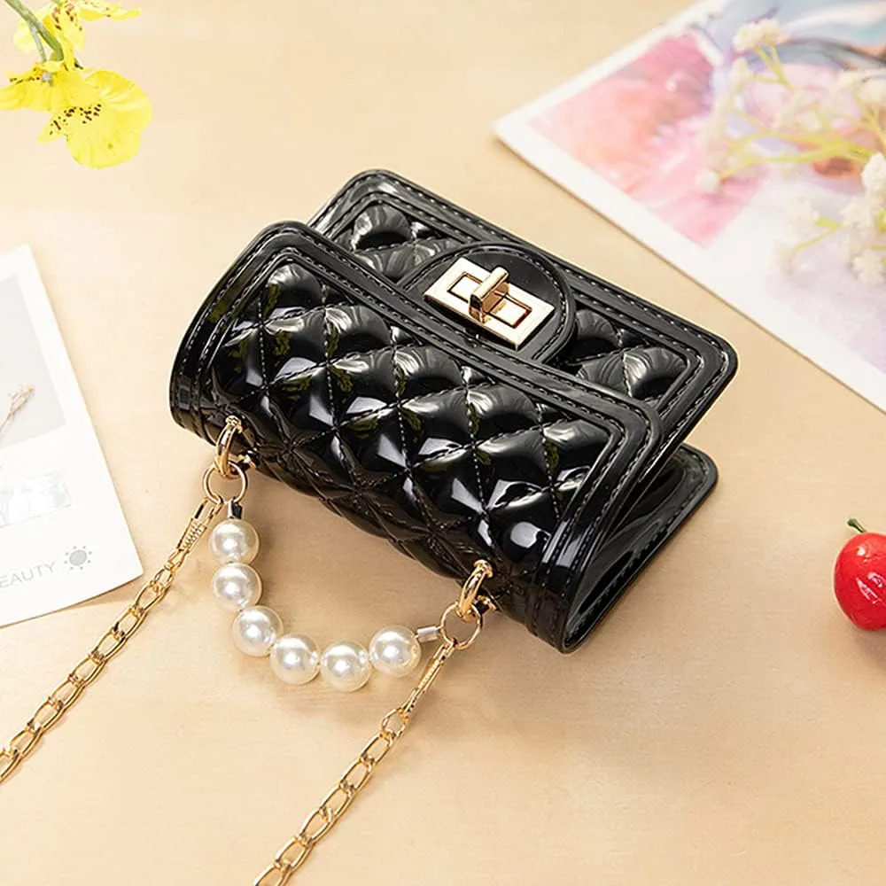 Girls Crossbody Purses with Chain Strap Silicone Resin Handbag Mini Casual Messenger Shoulder Bag