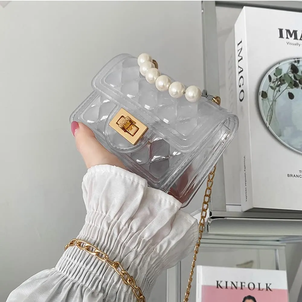 Girls Crossbody Purses with Chain Strap Silicone Resin Handbag Mini Casual Messenger Shoulder Bag
