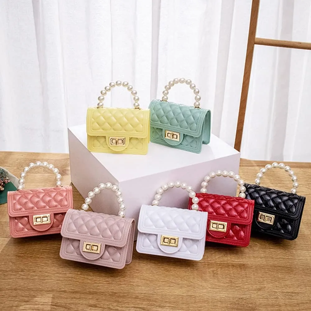 Girls Crossbody Purses with Chain Strap Silicone Resin Handbag Mini Casual Messenger Shoulder Bag
