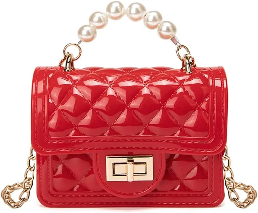 Girls Crossbody Purses with Chain Strap Silicone Resin Handbag Mini Casual Messenger Shoulder Bag
