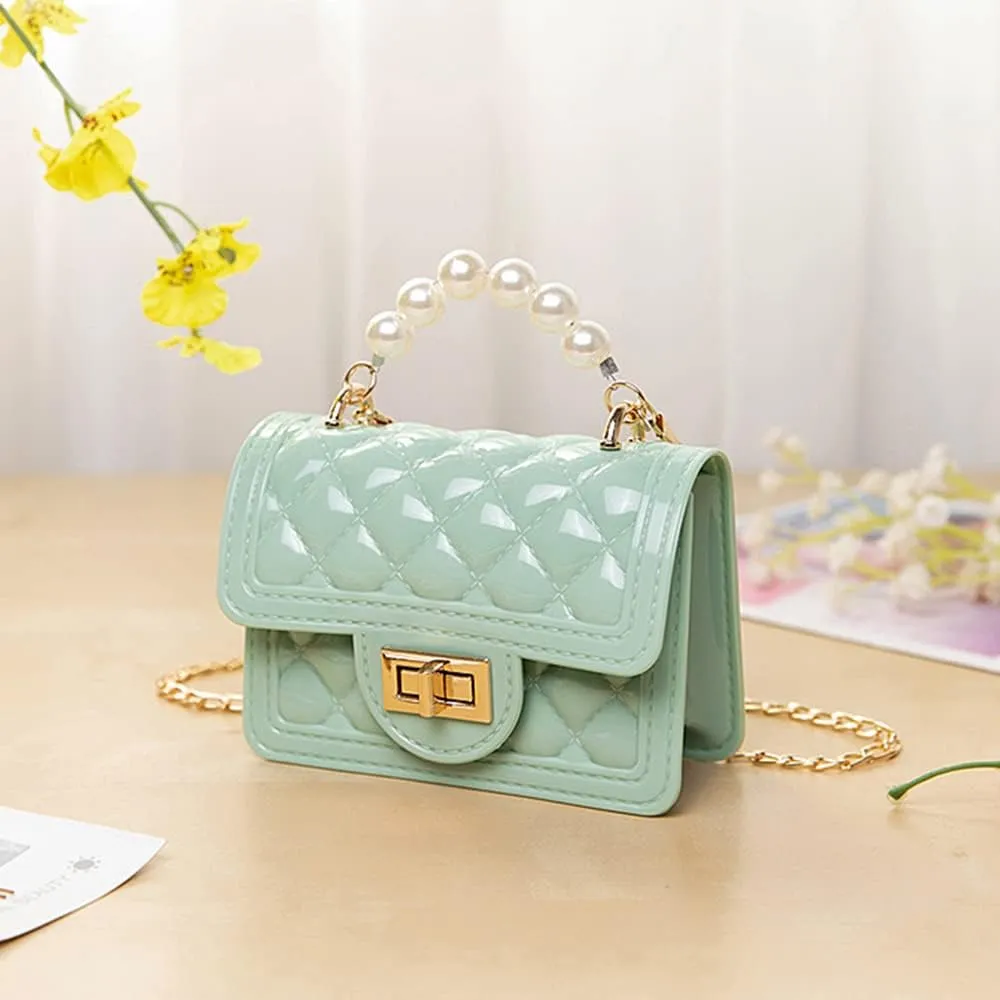Girls Crossbody Purses with Chain Strap Silicone Resin Handbag Mini Casual Messenger Shoulder Bag