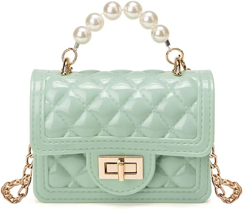 Girls Crossbody Purses with Chain Strap Silicone Resin Handbag Mini Casual Messenger Shoulder Bag