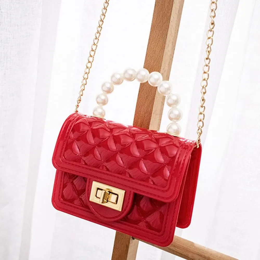 Girls Crossbody Purses with Chain Strap Silicone Resin Handbag Mini Casual Messenger Shoulder Bag