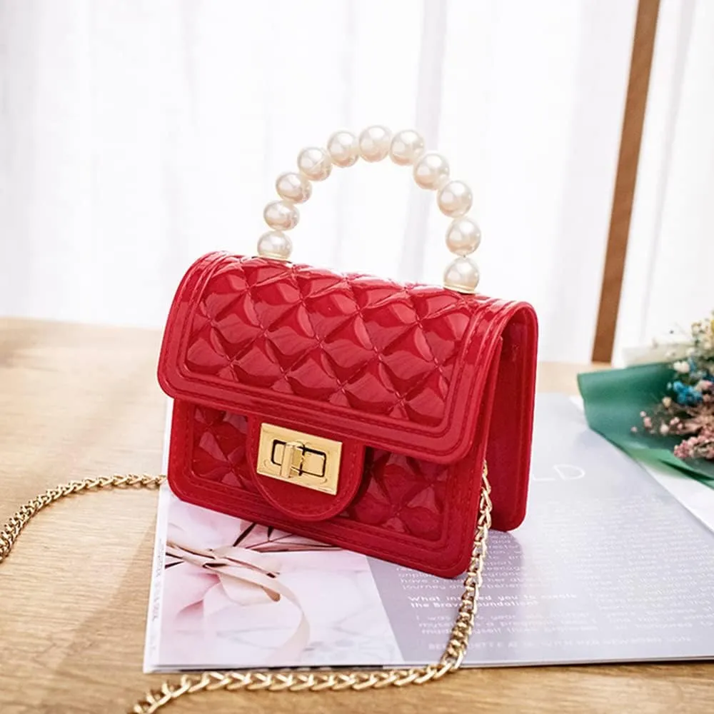 Girls Crossbody Purses with Chain Strap Silicone Resin Handbag Mini Casual Messenger Shoulder Bag