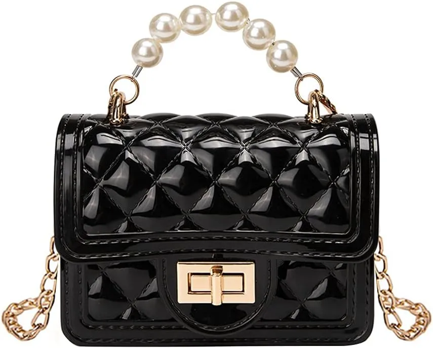 Girls Crossbody Purses with Chain Strap Silicone Resin Handbag Mini Casual Messenger Shoulder Bag
