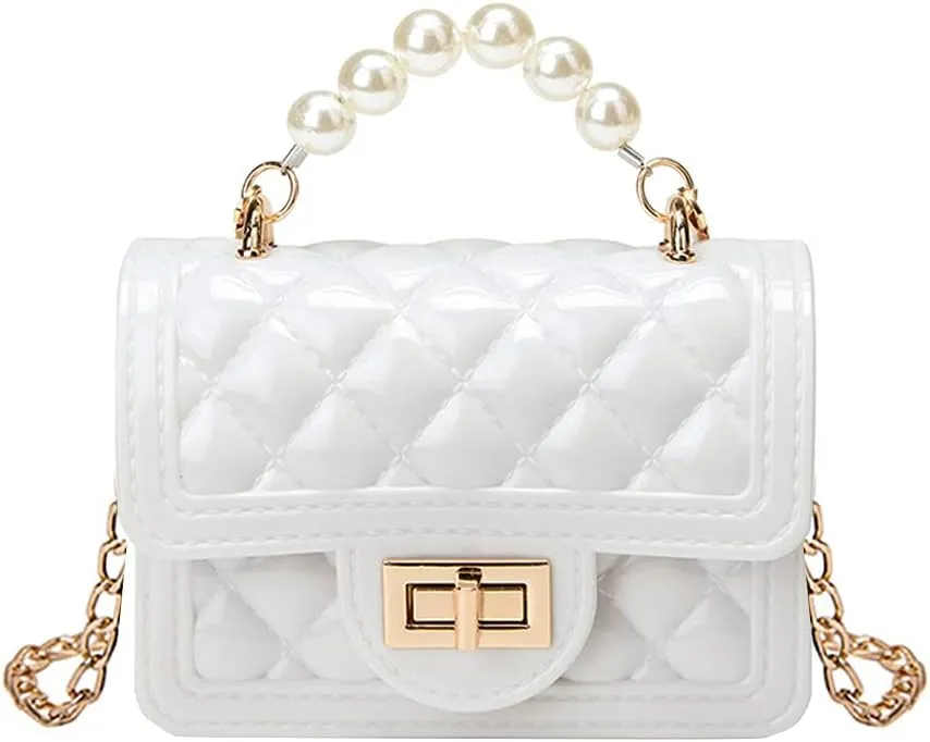 Girls Crossbody Purses with Chain Strap Silicone Resin Handbag Mini Casual Messenger Shoulder Bag
