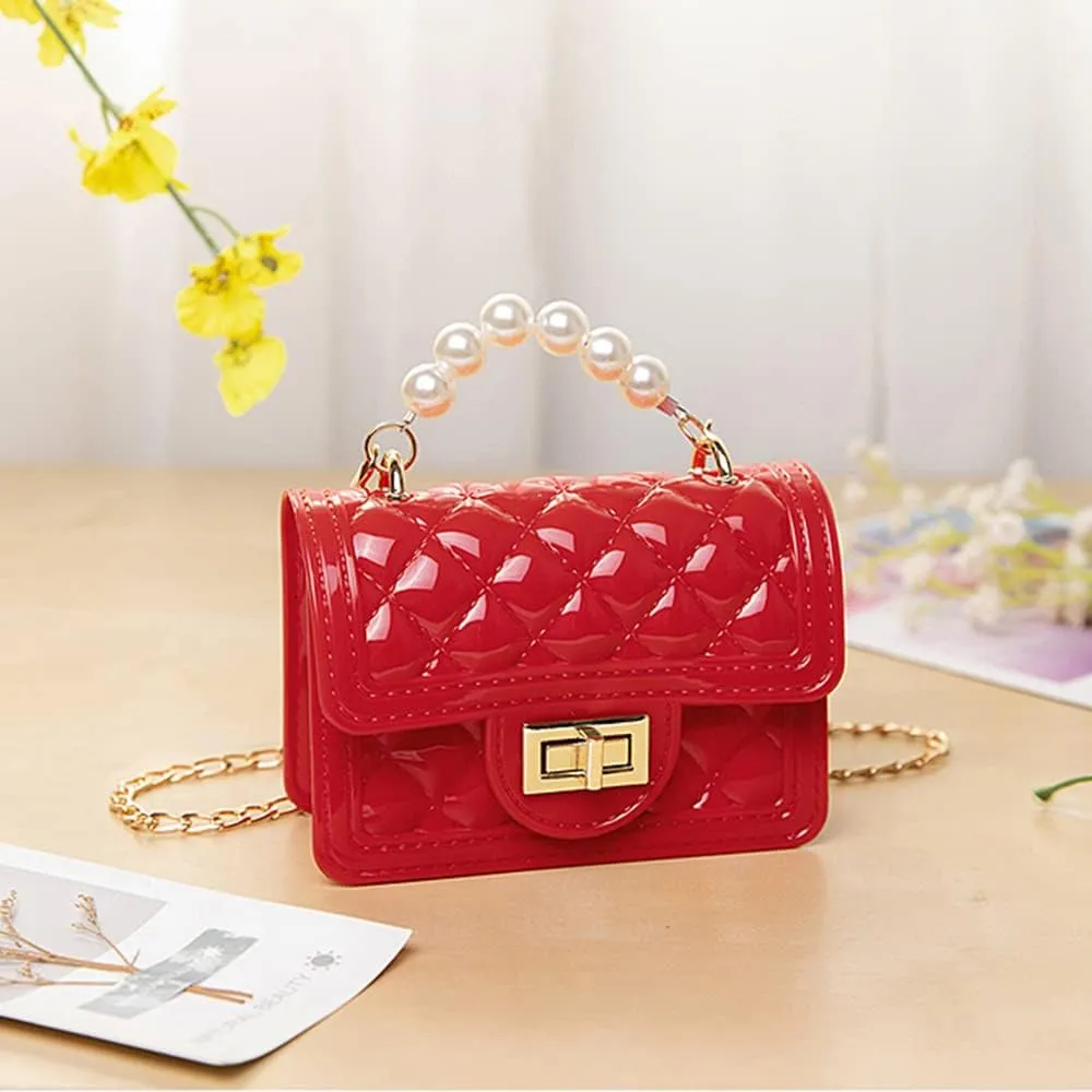 Girls Crossbody Purses with Chain Strap Silicone Resin Handbag Mini Casual Messenger Shoulder Bag