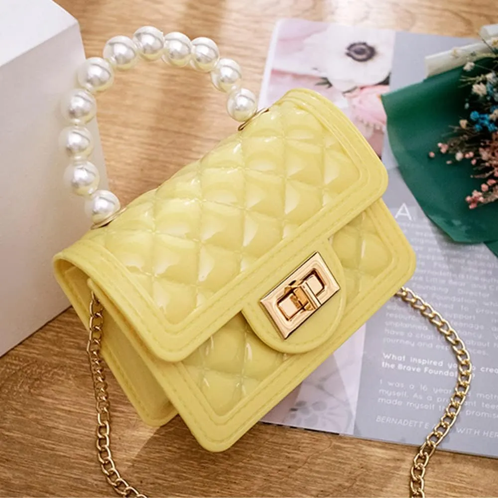 Girls Crossbody Purses with Chain Strap Silicone Resin Handbag Mini Casual Messenger Shoulder Bag