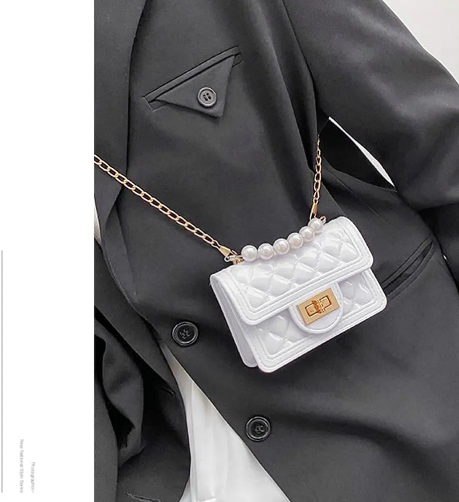 Girls Crossbody Purses with Chain Strap Silicone Resin Handbag Mini Casual Messenger Shoulder Bag