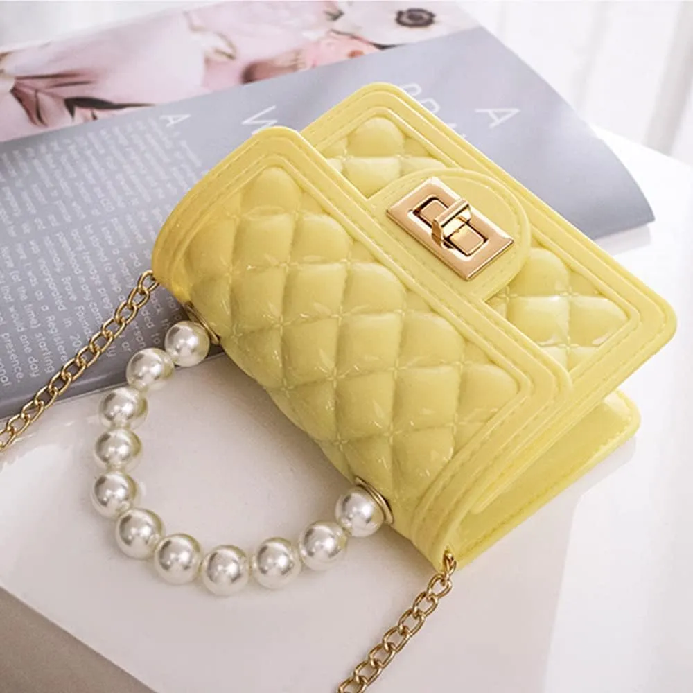Girls Crossbody Purses with Chain Strap Silicone Resin Handbag Mini Casual Messenger Shoulder Bag