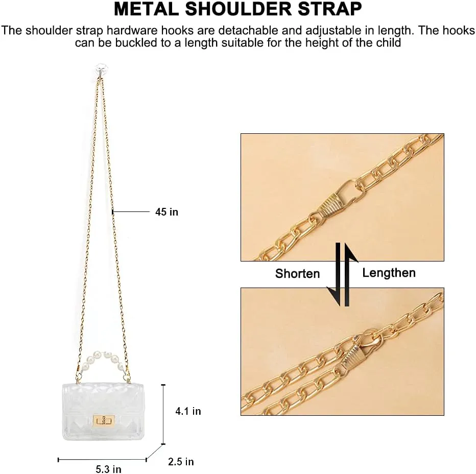 Girls Crossbody Purses with Chain Strap Silicone Resin Handbag Mini Casual Messenger Shoulder Bag