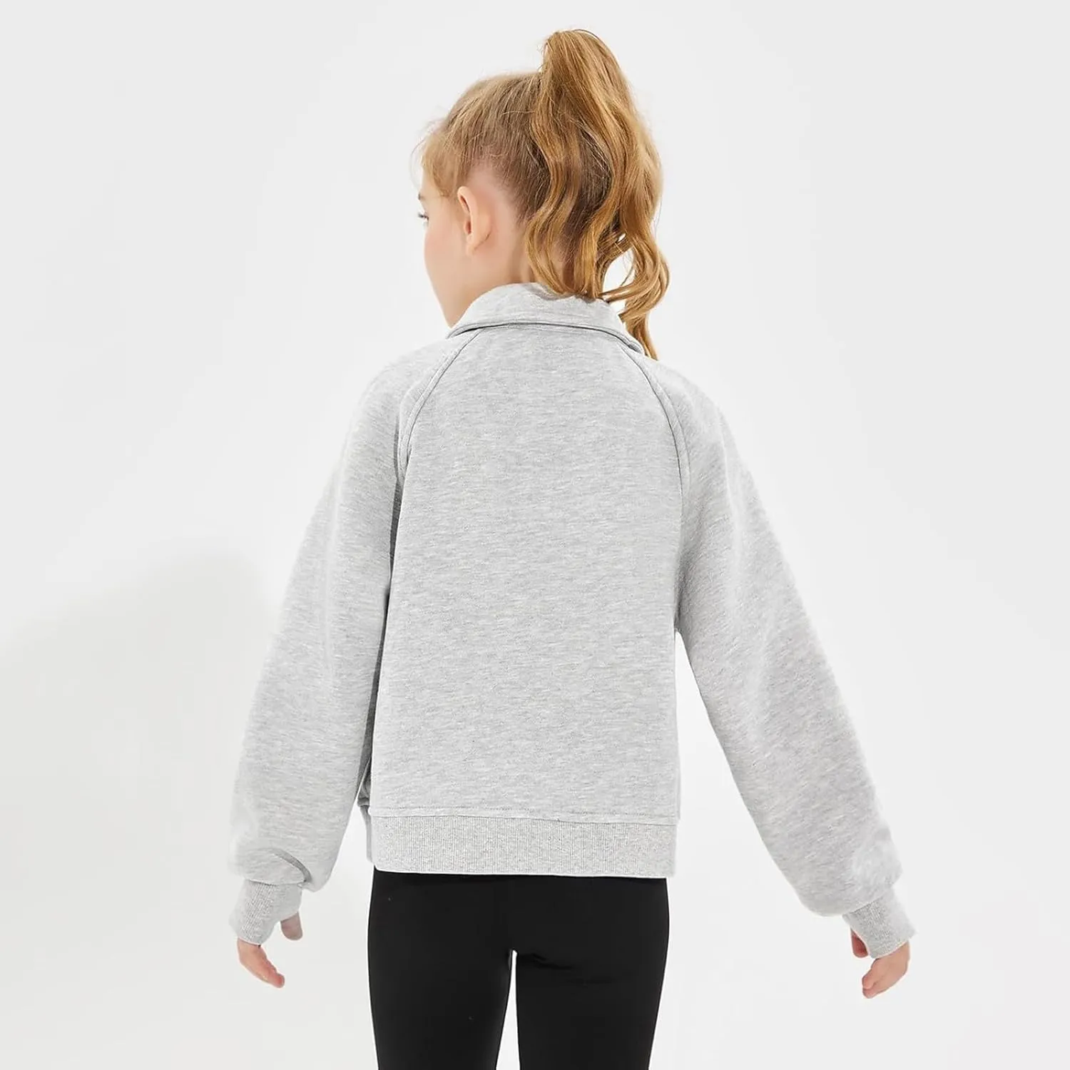 Girls Half Zip Sweatshirt Long Sleeve Pullover Tops Kids Lightweight Fleece Cute Comfortable Fall Winter Clothes