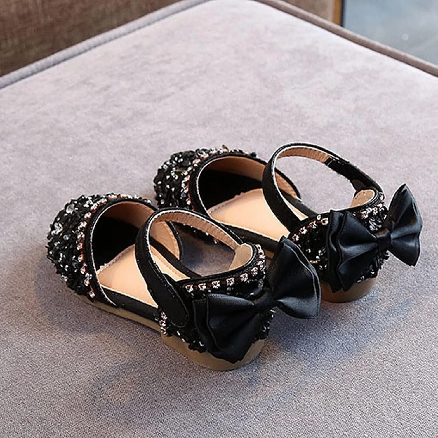 Girls Kids Dress Dance Princess Shoes Closed Toe Ankle Pearl Sandals Baby Childrens Girl Strap Bow Leather Sandals
