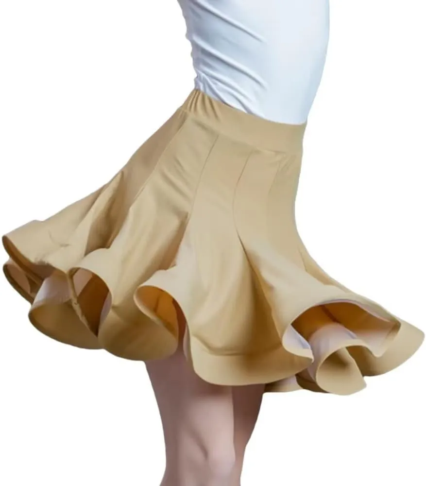 Girls Kids Latin Dance Skirt Ruffle Swing Ballroom Samba Tango Cha-Cha Practice Dancewear
