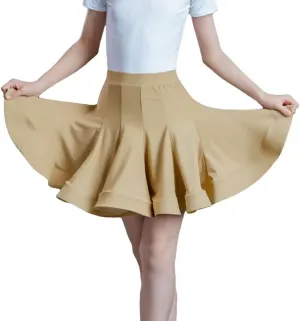 Girls Kids Latin Dance Skirt Ruffle Swing Ballroom Samba Tango Cha-Cha Practice Dancewear