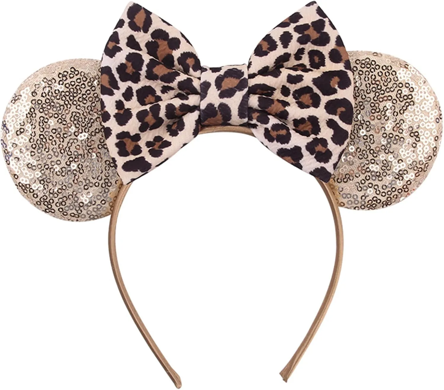 Glitter Sequin Mouse Ears Headband Big Bow Hair Hoop Animal Party Headwear Costume Accessories for Women Girls Birthday Party Decoration