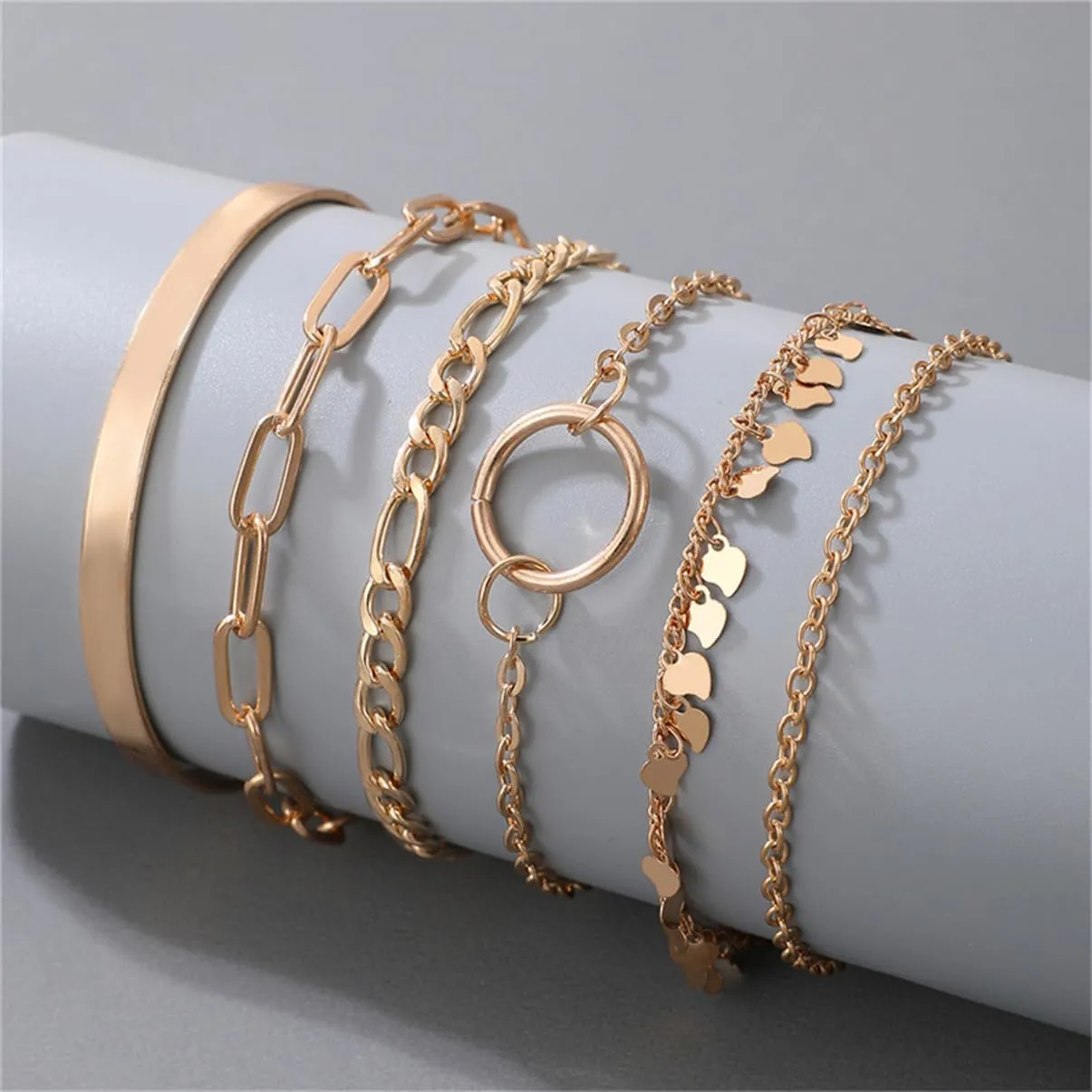 Gold Bangle Cuff Bracelets Set for Women,14K Gold Plated Stackable Bracelets for Women,Dainty Adjustable Bangle Paperclip Snake Cuban Link Chain Bracelets for Women