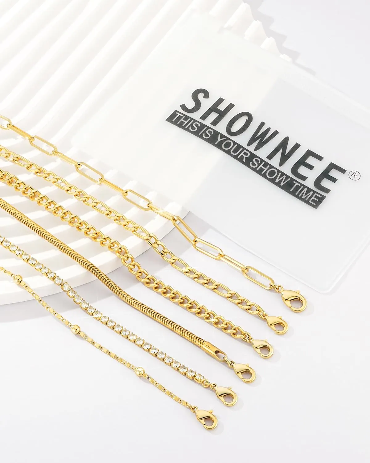 Gold Chain Bracelets Set for Women - 14K Gold Plated Dainty Cuban Link Bracelet Stack Non Tarnish Figaro Herringbone Paperclip Beaded Bracelet Pack Jewelry Gifts for Women