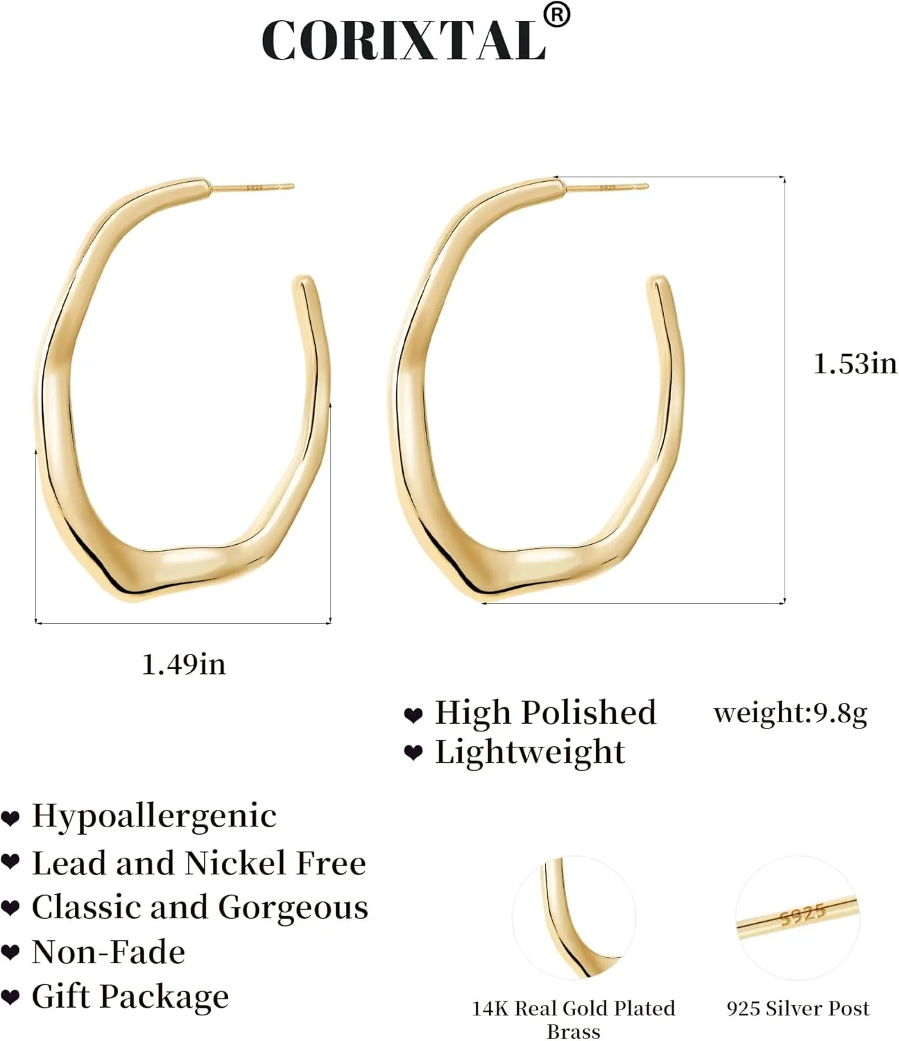 Gold Hoop Earrings For Women Unique Gold Hoops Earrings Trendy Thick Lightweight Cute Dangle Stud Earrings Jewelry Gifts
