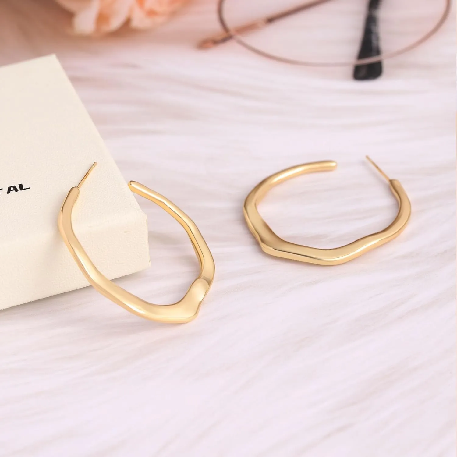 Gold Hoop Earrings For Women Unique Gold Hoops Earrings Trendy Thick Lightweight Cute Dangle Stud Earrings Jewelry Gifts