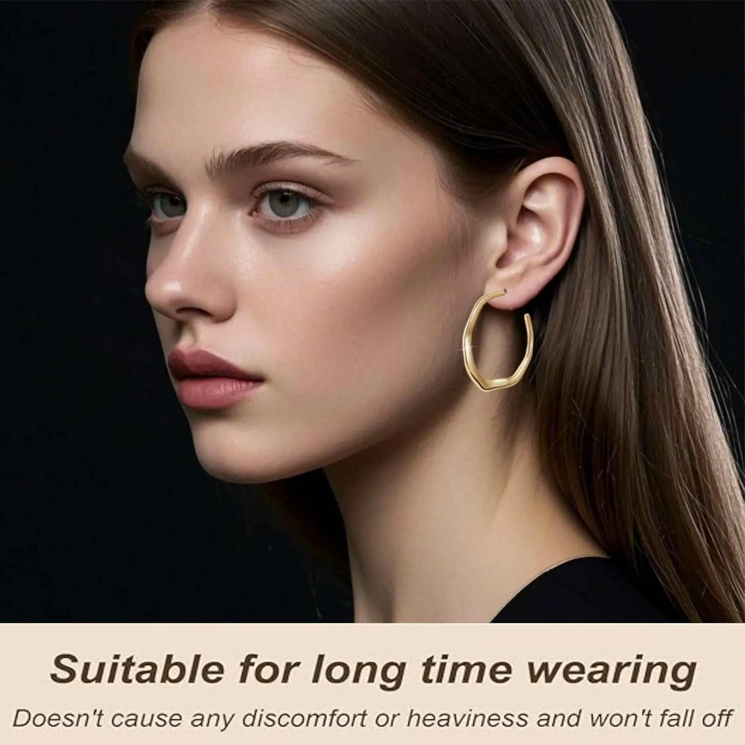 Gold Hoop Earrings For Women Unique Gold Hoops Earrings Trendy Thick Lightweight Cute Dangle Stud Earrings Jewelry Gifts