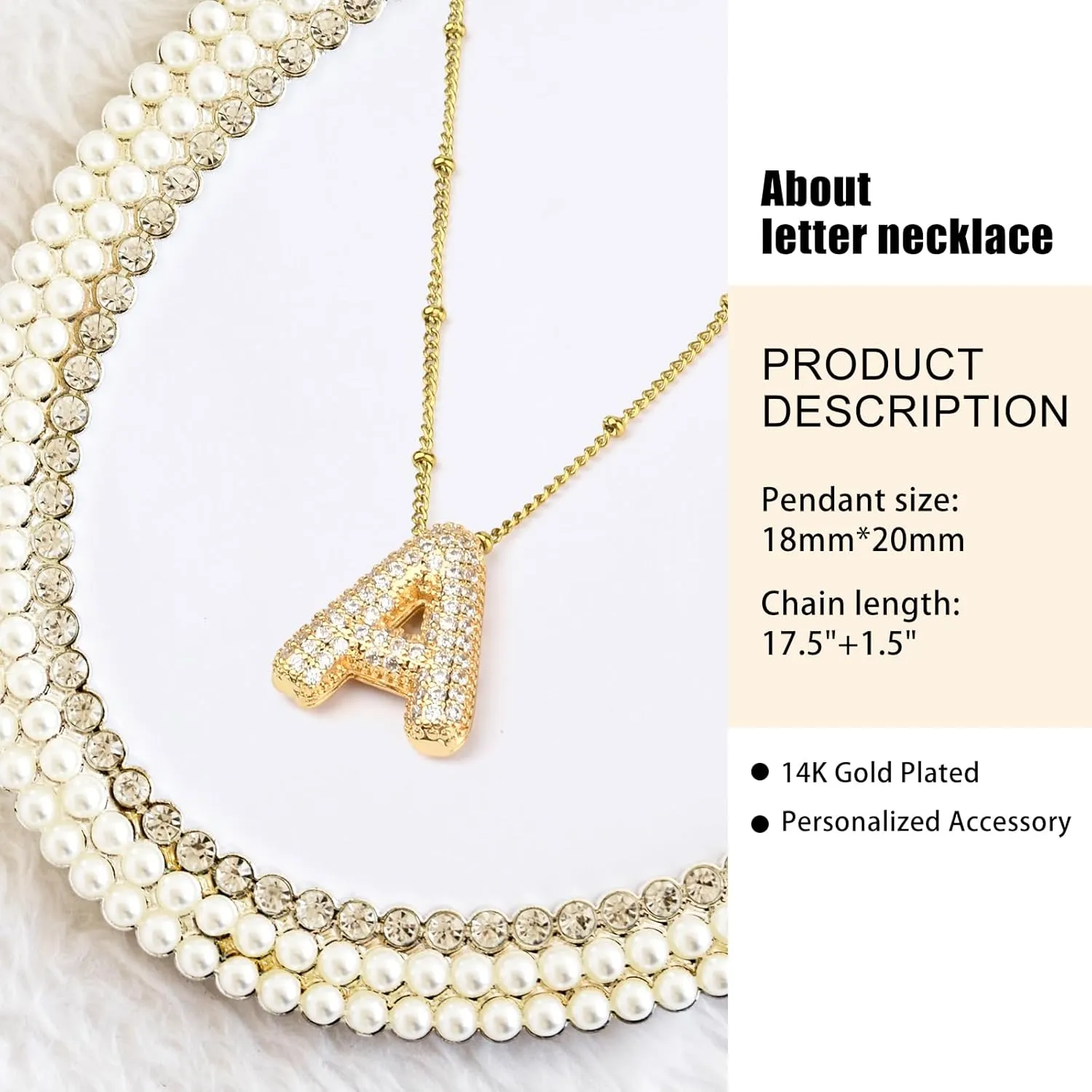 Gold Initial Letter Necklace for Women,Dainty Gold Plated Bubble Balloon Chunky Charm A-Z Pendant Choker Necklace Trendy Cute Personalized Monogram Name Necklace Gold Jewelry for Women Gift