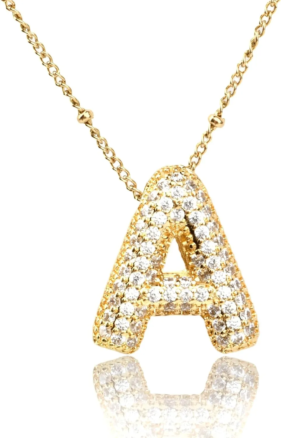 Gold Initial Letter Necklace for Women,Dainty Gold Plated Bubble Balloon Chunky Charm A-Z Pendant Choker Necklace Trendy Cute Personalized Monogram Name Necklace Gold Jewelry for Women Gift