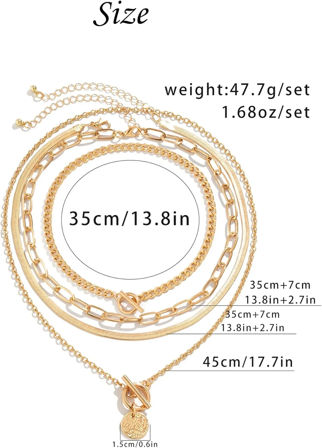 Gold Layered Necklaces for Women Chunky Layered Gold Necklaces Stacked Paperclip Chain Pearl Necklace Herringbone Choker Toggle Clasp Necklace Trendy Jewelry Gifts for Her
