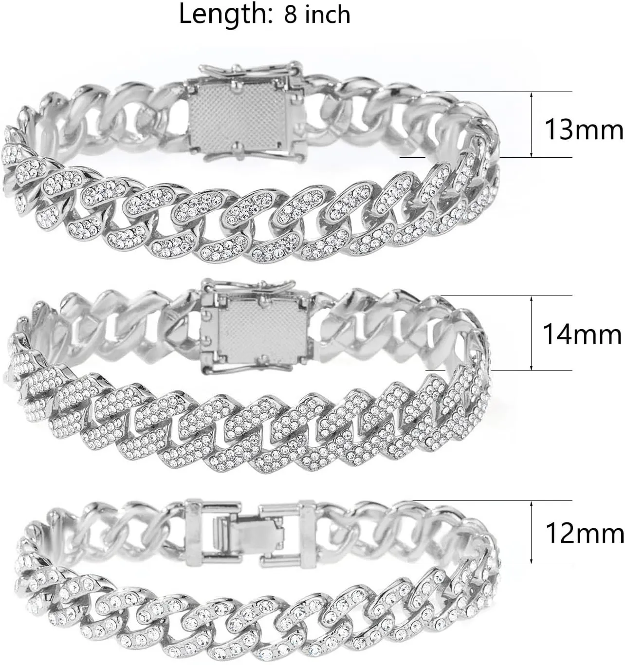 Gold Silver Ankle Bracelets for Women Cuban Link Anklets Plus Size Ankle Bracelet Layered Link Anklet Set Rhinestone Bling Anklets Gold Silver Jewelry for Women Gift Set