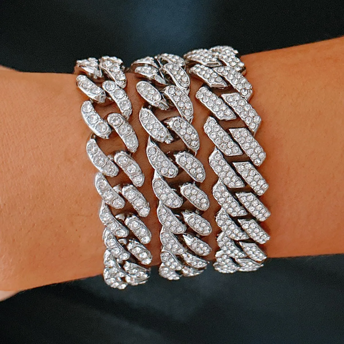 Gold Silver Ankle Bracelets for Women Cuban Link Anklets Plus Size Ankle Bracelet Layered Link Anklet Set Rhinestone Bling Anklets Gold Silver Jewelry for Women Gift Set