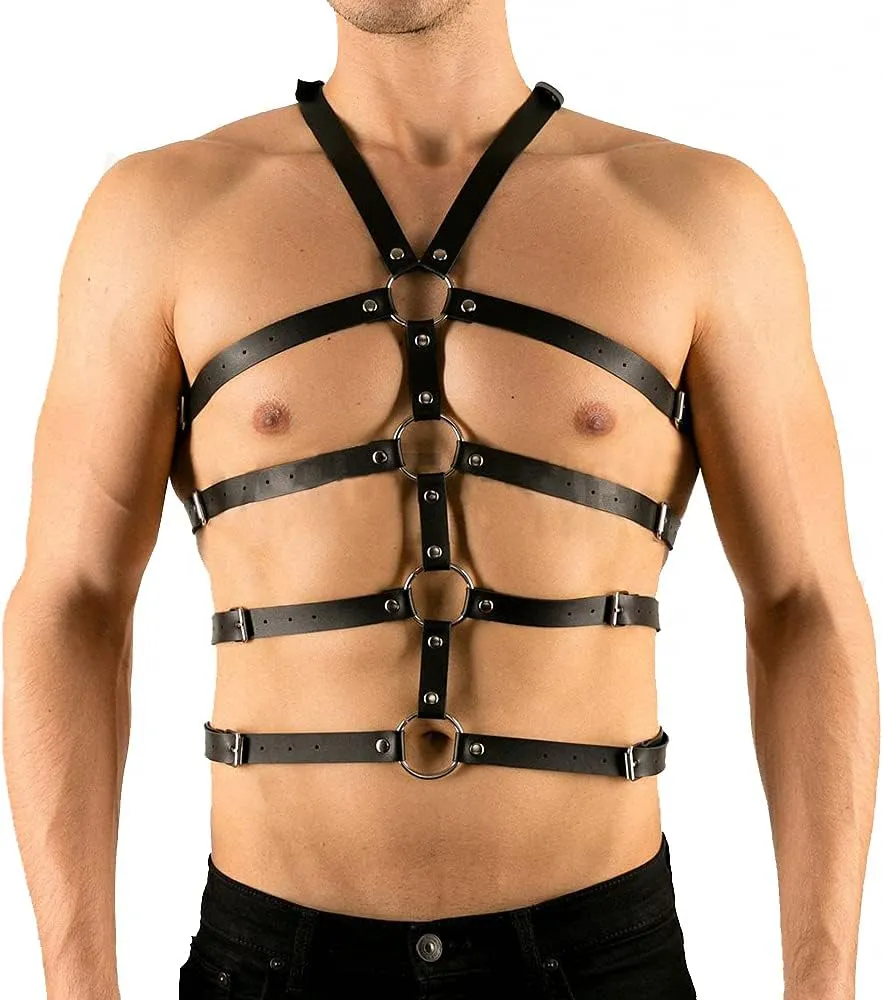 Goobester Fashion Man Harness Leather Belt Chest Body Bondage Clubwear