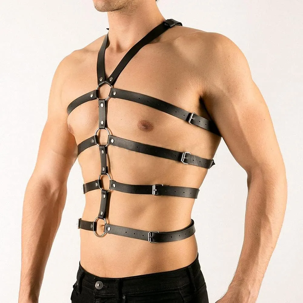 Goobester Fashion Man Harness Leather Belt Chest Body Bondage Clubwear