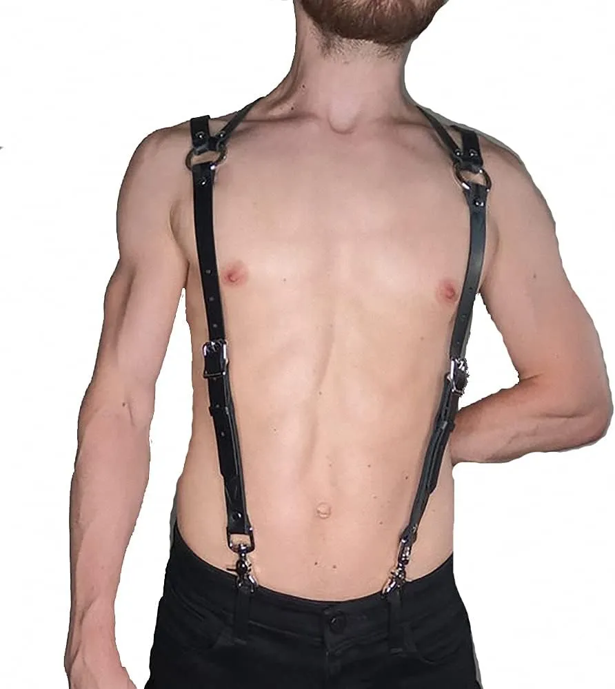 Goobester Men Leather Harnessual Body Chest Bondage Chest Muscle Harness
