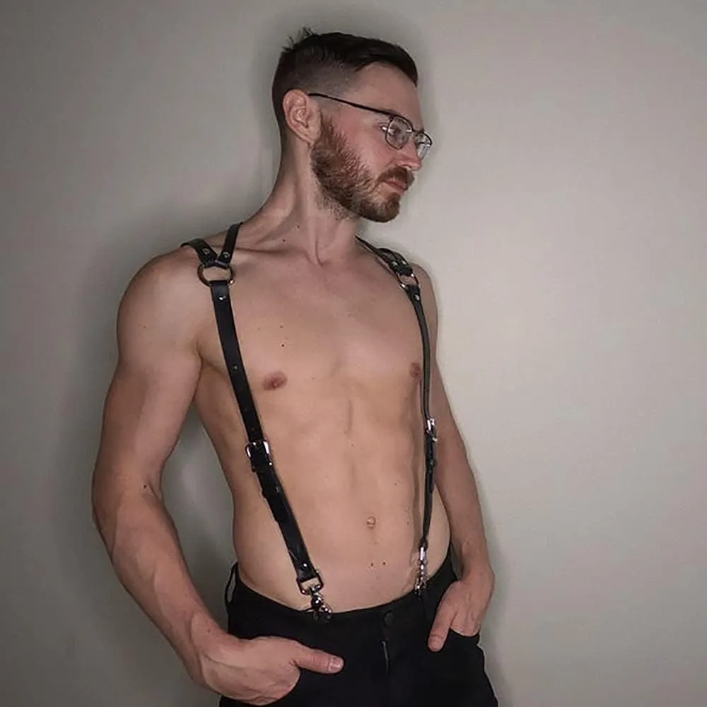 Goobester Men Leather Harnessual Body Chest Bondage Chest Muscle Harness