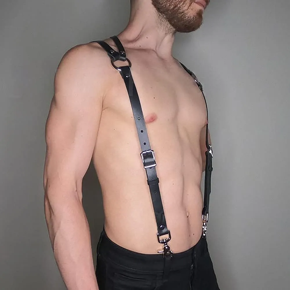 Goobester Men Leather Harnessual Body Chest Bondage Chest Muscle Harness