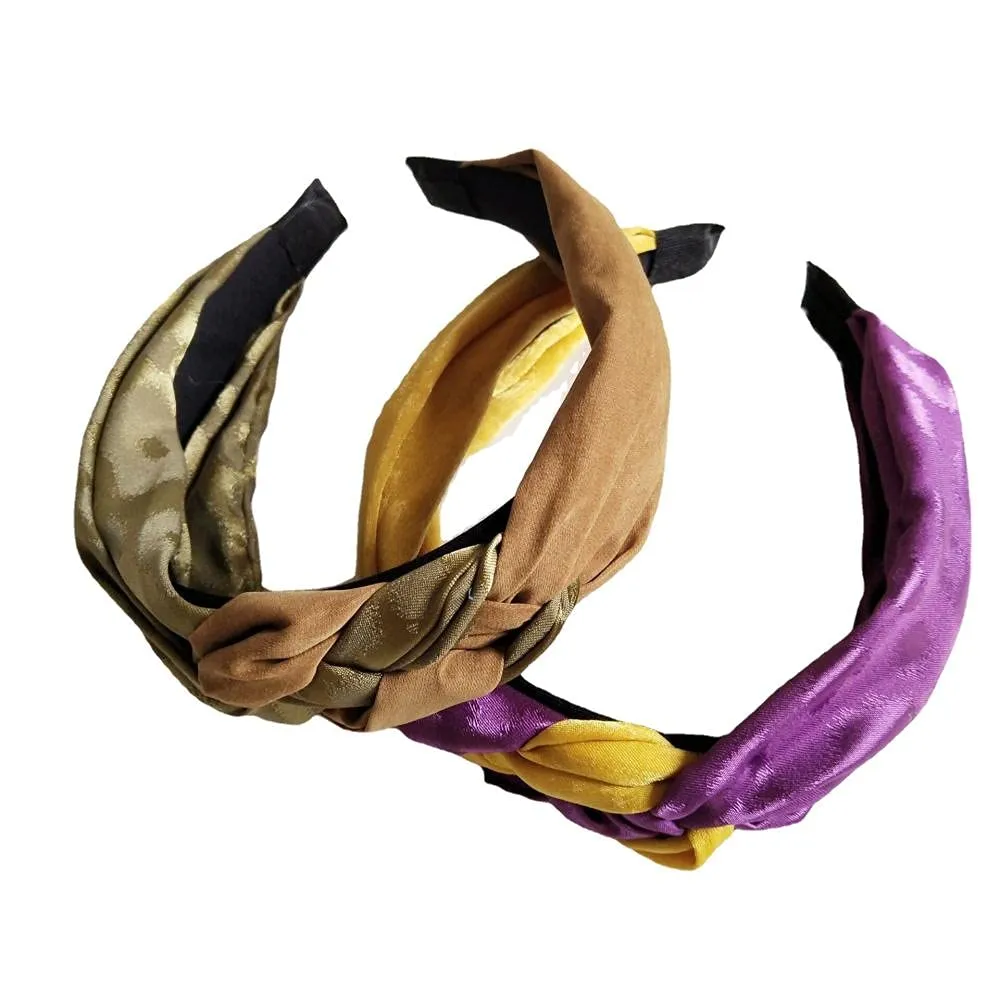 Headbands Women Hair A Variety Of Colors Spring And Summer Knotted Solid Color Contrast Wide Headband Headband Coffee Color Purple Headband