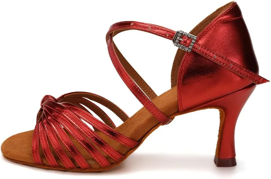HIPPOSEUS Women's Professional Latin Dance Shoes Open Toe Ballroom Salsa Dance Heels,Model 1219