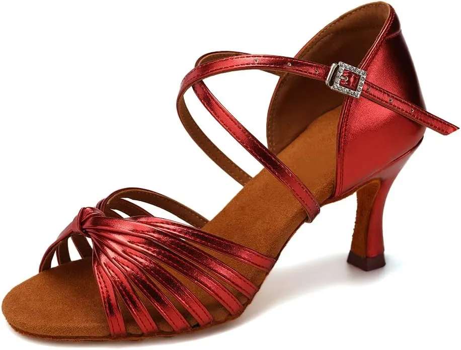 HIPPOSEUS Women's Professional Latin Dance Shoes Open Toe Ballroom Salsa Dance Heels,Model 1219
