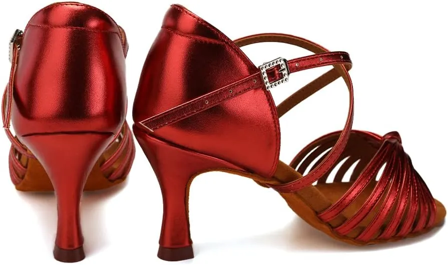 HIPPOSEUS Women's Professional Latin Dance Shoes Open Toe Ballroom Salsa Dance Heels,Model 1219