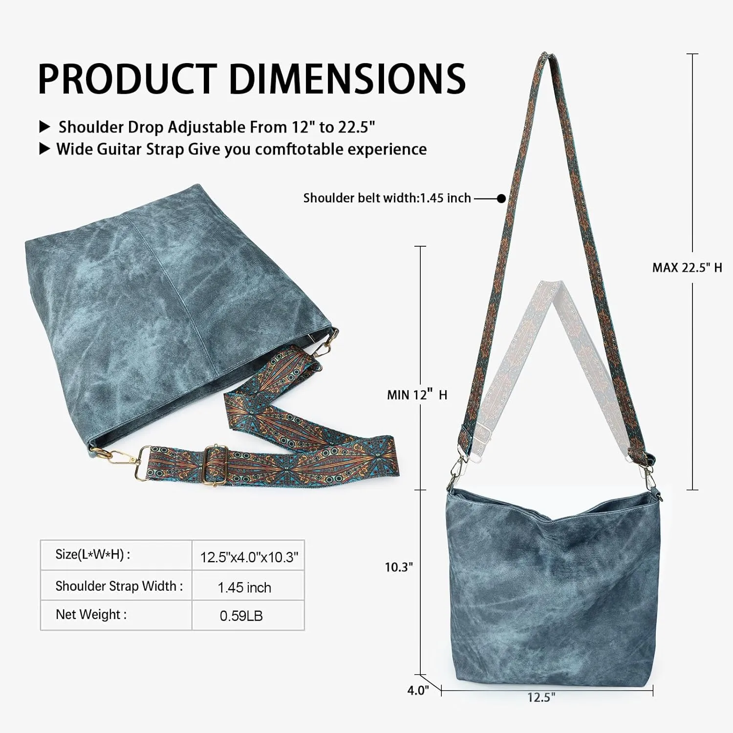 Hobo Crossbody Bags for Women Slouchy Shoulder Bags with Retro Strap Small Vegan Leather Purses for Work, Travel