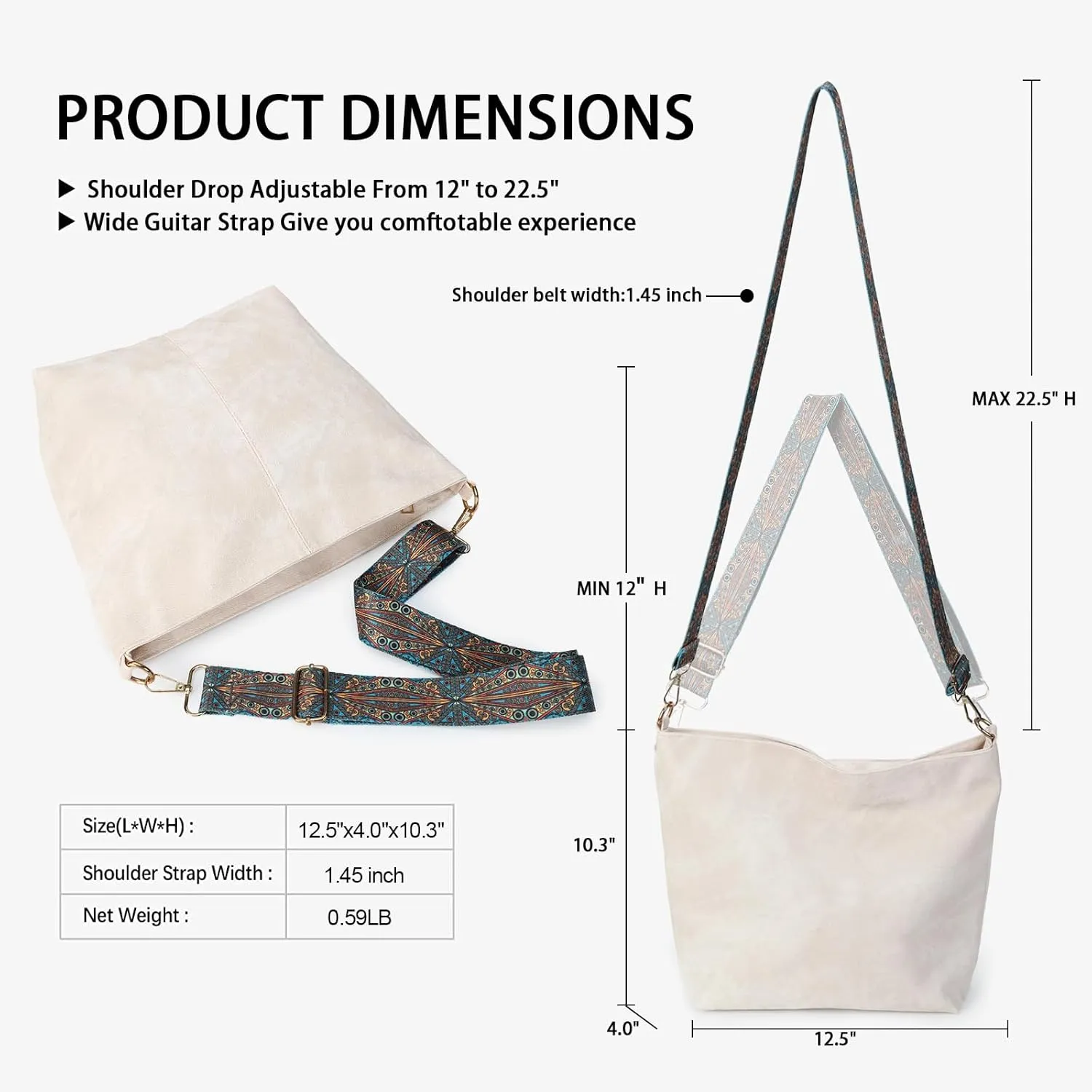 Hobo Crossbody Bags for Women Slouchy Shoulder Bags with Retro Strap Small Vegan Leather Purses for Work, Travel